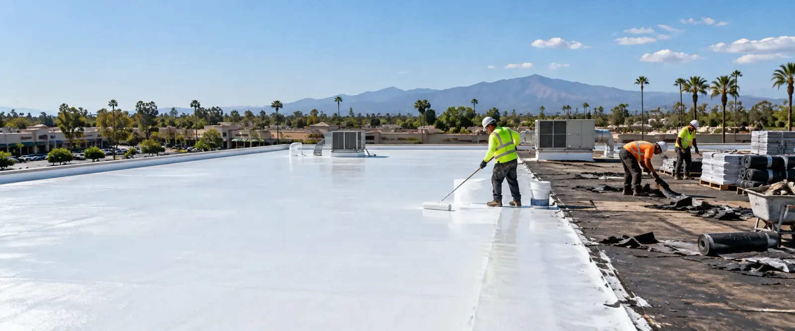 Coating vs replacement for flat roofs on Central Valley strip centers